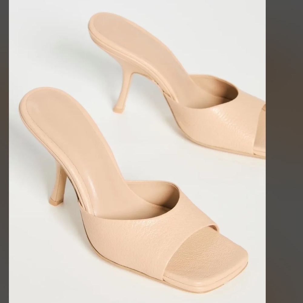 BY FAR Grained Leather Mora Beige Nude Sandals Mules